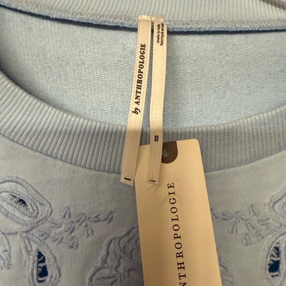 Anthropologie Light Blue Embroidered Sweatshirt - Picture 3 of 4